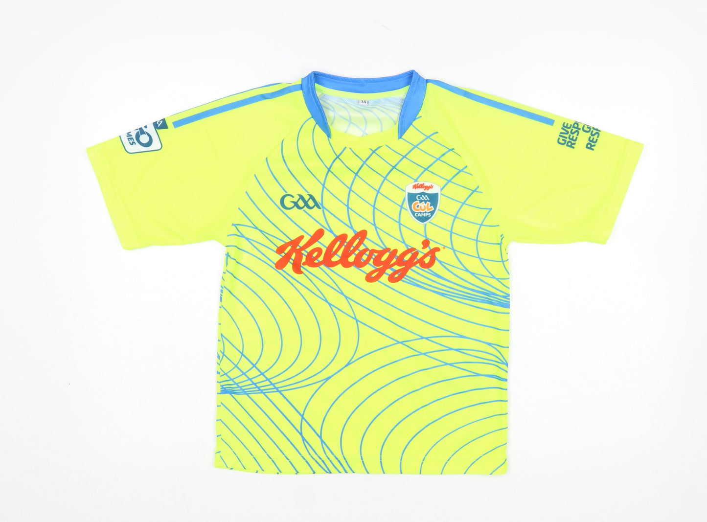 O'Neills Boys Yellow GAA Kellogg's Cool Camps Jersey T-Shirt Size 3 Years