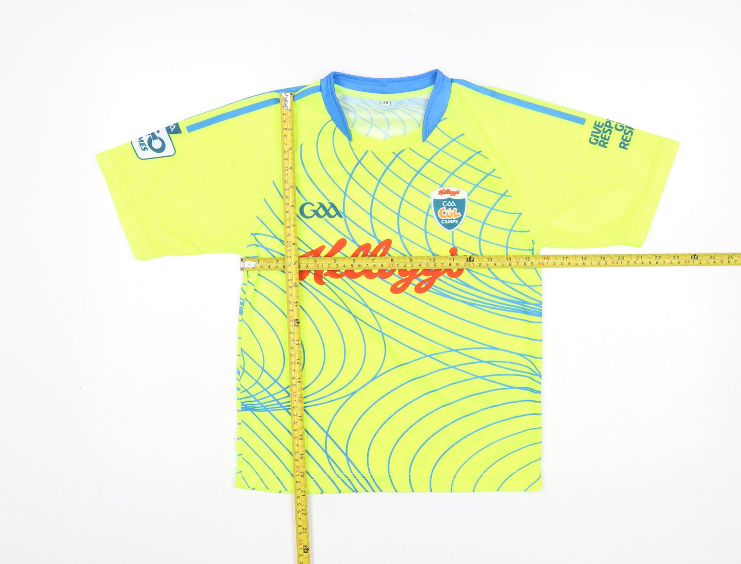 O'Neills Boys Yellow GAA Kellogg's Cool Camps Jersey T-Shirt Size 3 Years