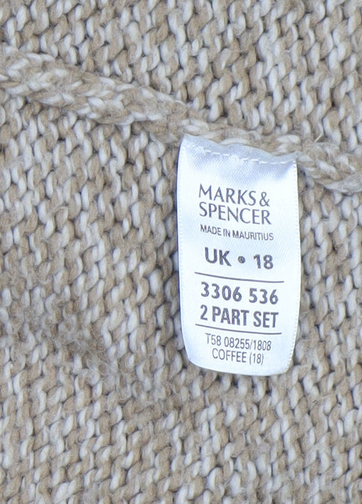 Marks & Spencer Women’s Beige Wool Blend Chunky Knit Cardigan UK 18