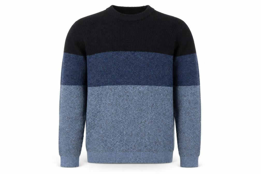 Next Men's Blue Colour Block Wool Blend Crew Neck Jumper XL