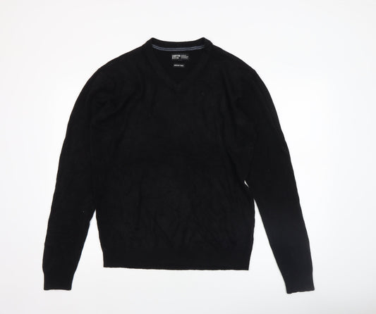 Sandstone & Co. Men Black V-Neck Acrylic Jumper Size L