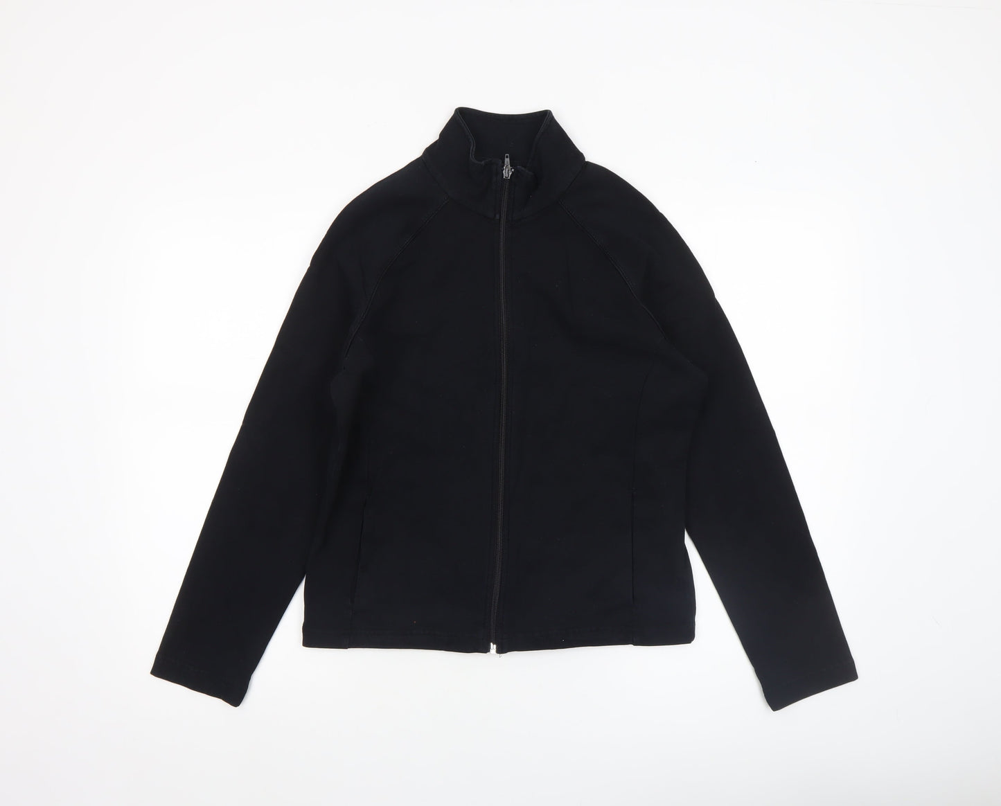 Marks and Spencer Women Black Cotton Blend Full Zip Jacket UK 12