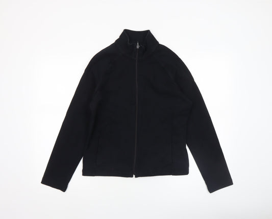 Marks and Spencer Women Black Cotton Blend Full Zip Jacket UK 12