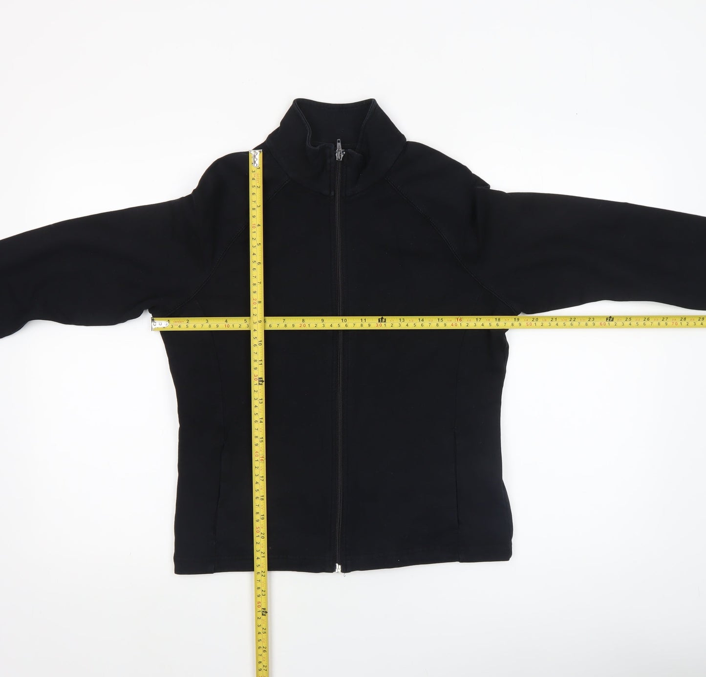 Marks and Spencer Women Black Cotton Blend Full Zip Jacket UK 12