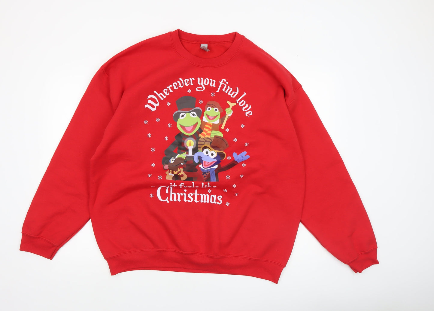Gildan Men's Red Christmas Graphic Sweatshirt Size L Crew Neck Pullover
