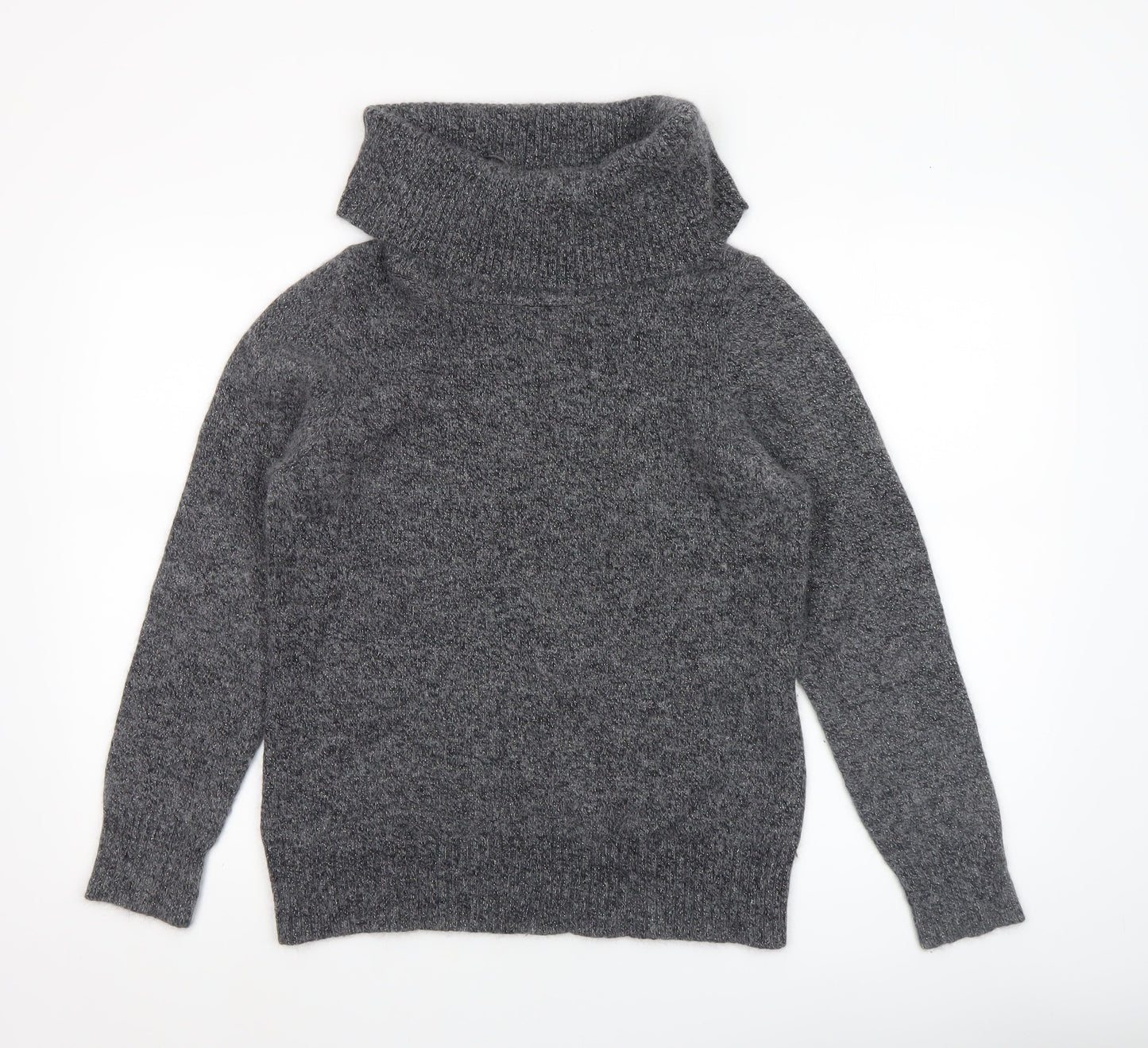 BHS Women’s Grey Roll Neck Alpaca Blend Jumper Size 14