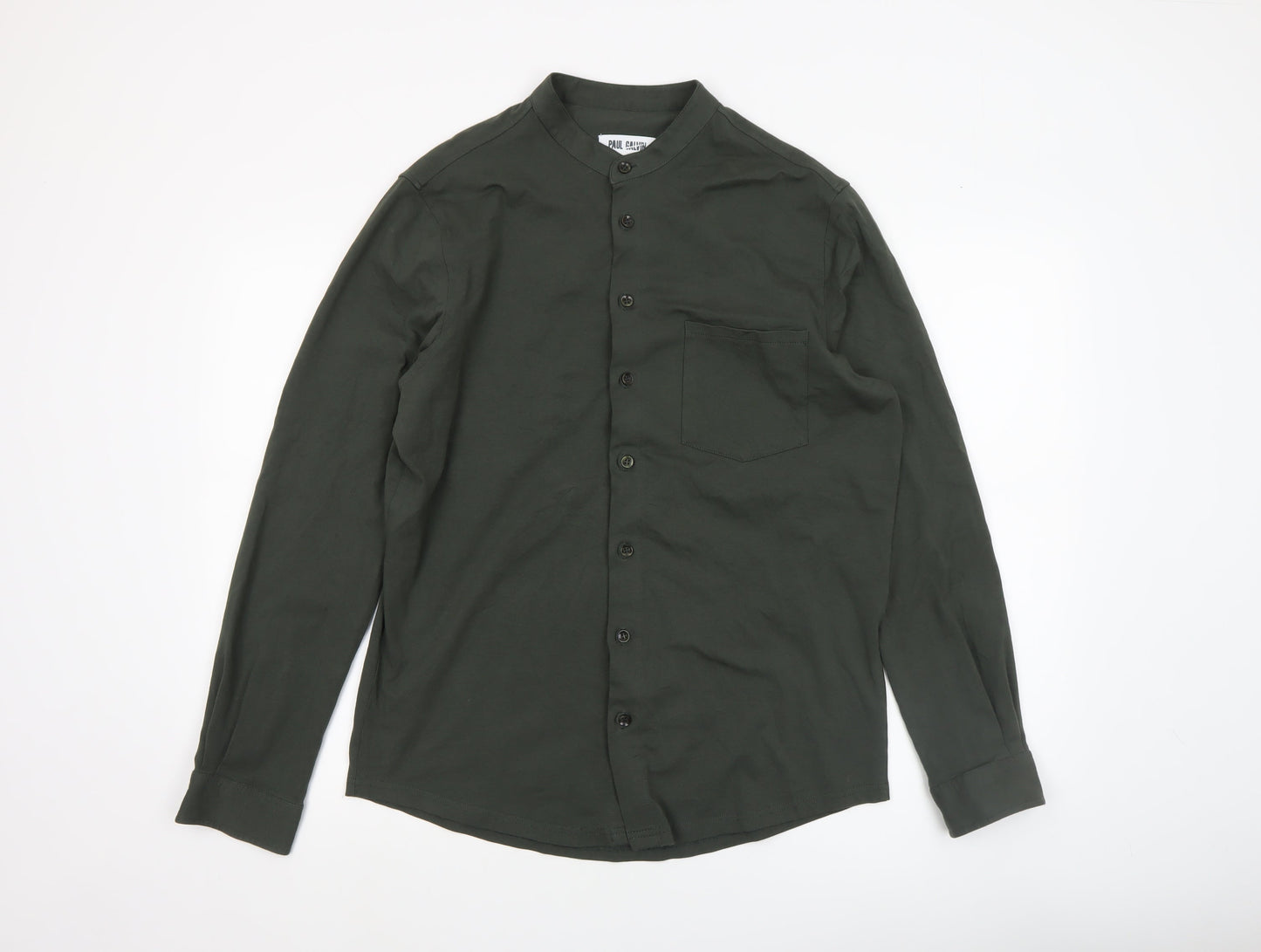 Paul Calvin Men’s Green Band Collar Long Sleeve Button-Up Shirt Size L