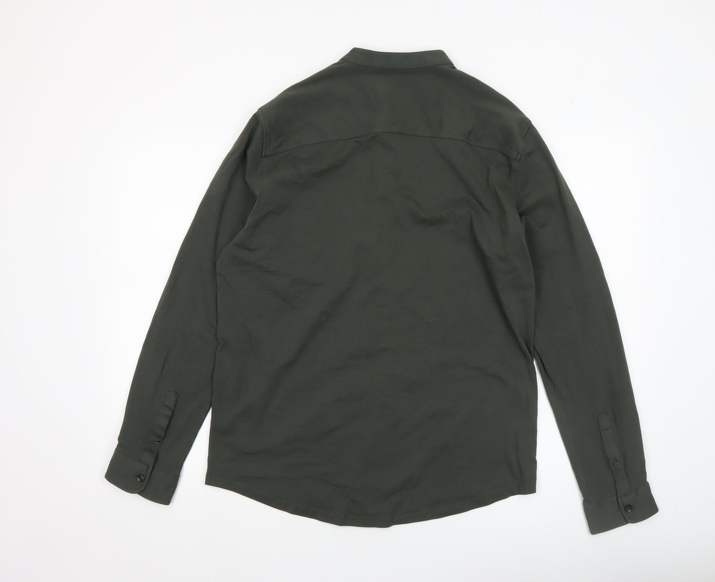 Paul Calvin Men’s Green Band Collar Long Sleeve Button-Up Shirt Size L