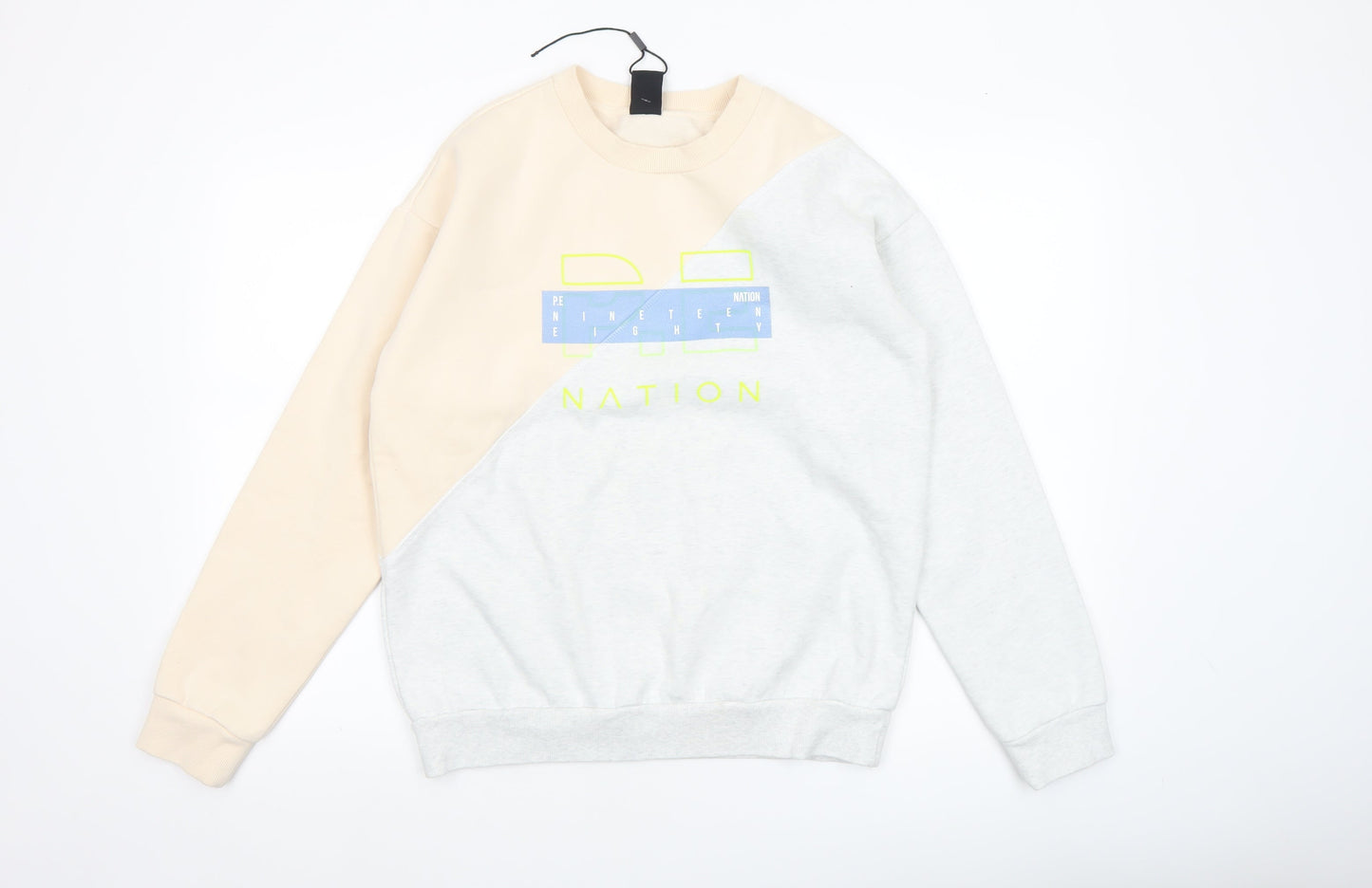 P.E Nation Women's Beige & Grey Colourblock Crew Neck Pullover Sweatshirt XS
