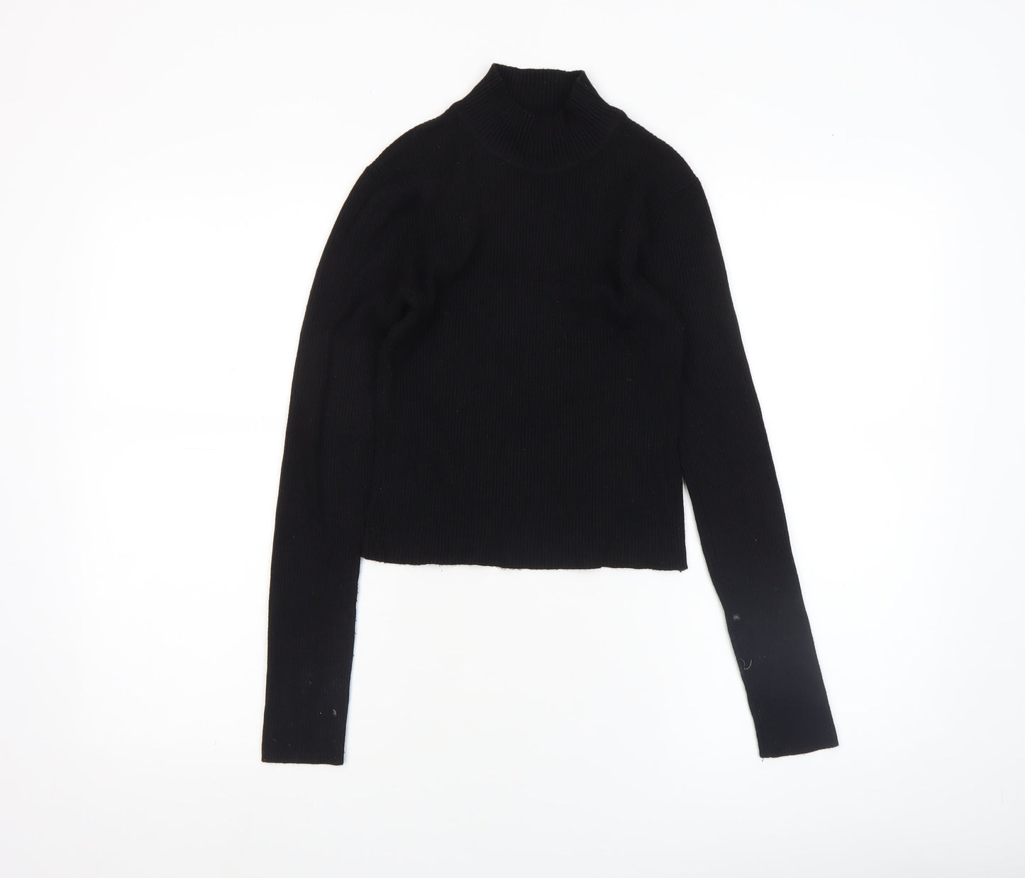 Pull & Bear Women's Black Mock Neck Slim Fit Jumper Size 12