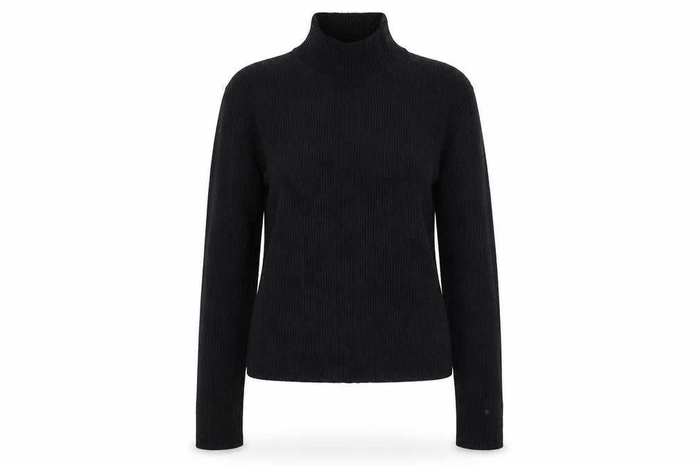 Pull & Bear Women's Black Mock Neck Slim Fit Jumper Size 12