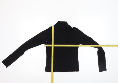 Pull&Bear Women's Black Mock Neck Slim Fit Jumper Size 12