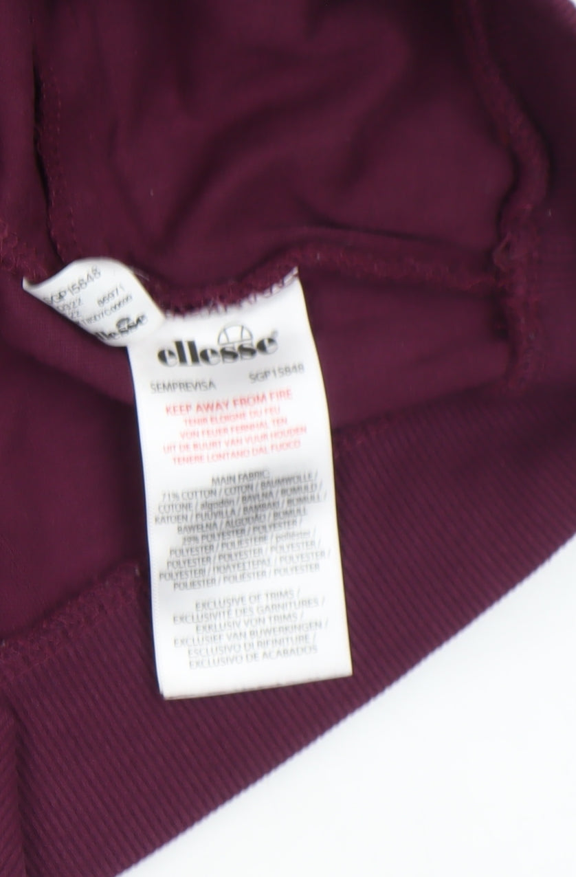 Ellesse Womens Burgundy Hoodie UK 14 Pullover Cotton Blend Casual