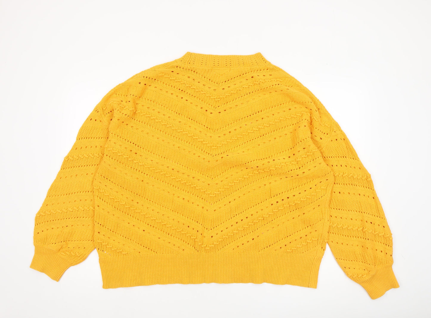 F&F Women’s Yellow Open Knit Cotton Acrylic Jumper XL