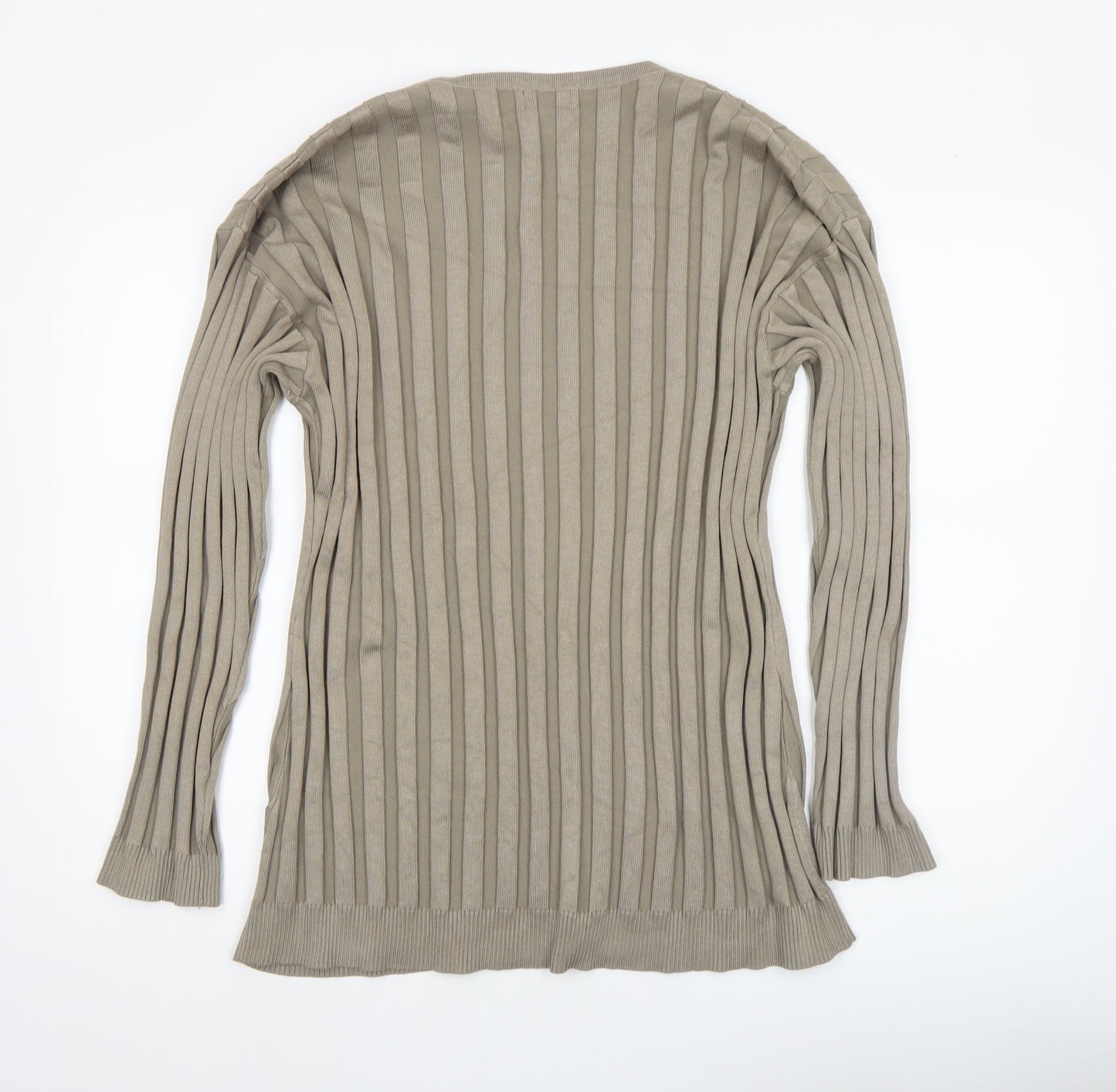 PrettyLittleThing Women’s Beige Ribbed Cardigan M Long Sleeve Knit