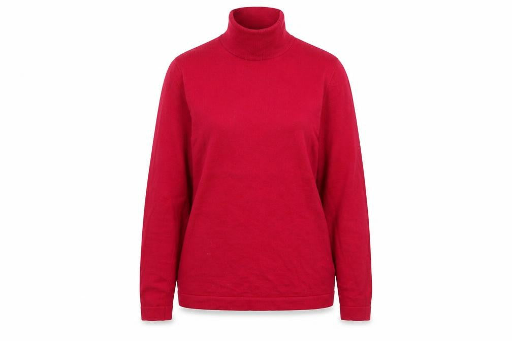 David Nieper Women's Red Roll Neck Merino Wool Jumper Size 10