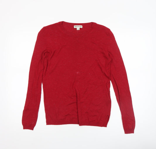 Whistles Women Red Knit Crew Neck Long Sleeve Jumper Size 8