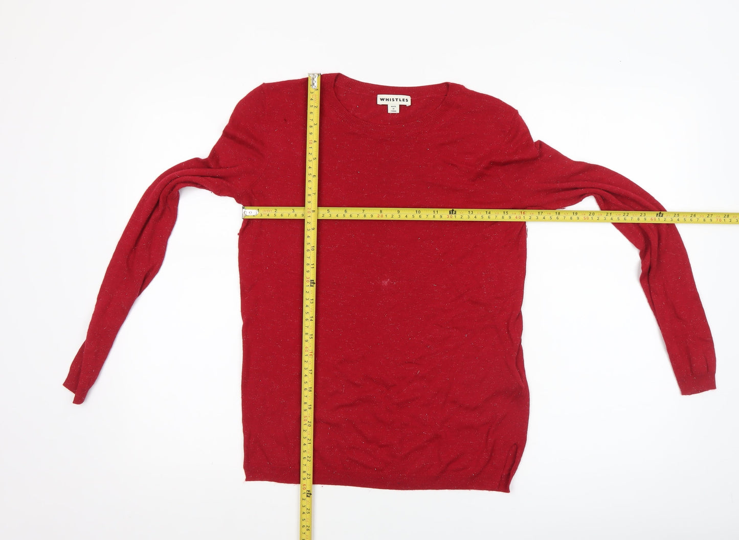 Whistles Women Red Knit Crew Neck Long Sleeve Jumper Size 8