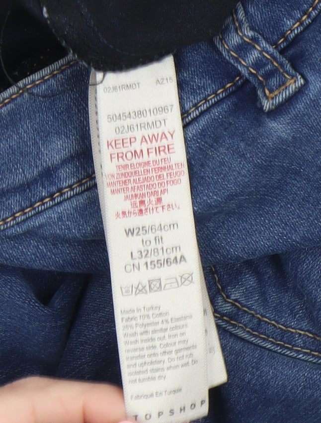 Topshop Women's Blue Skinny Stretch Jeans Size 8 W25 L32