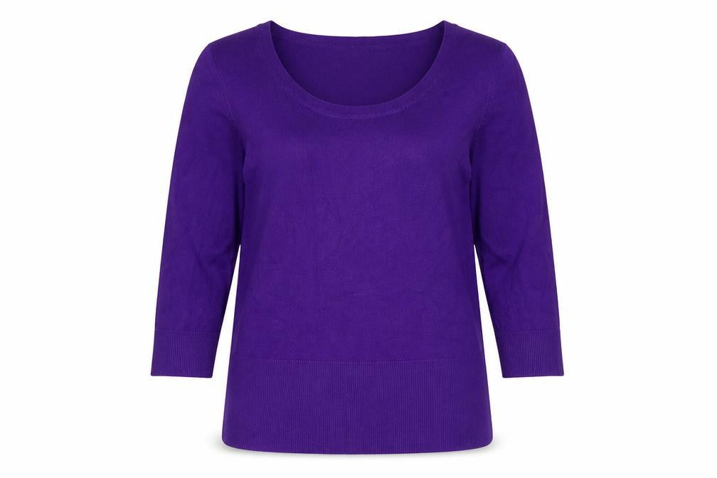 Linea Women’s Purple Scoop Neck 3/4 Sleeve Knit Jumper L