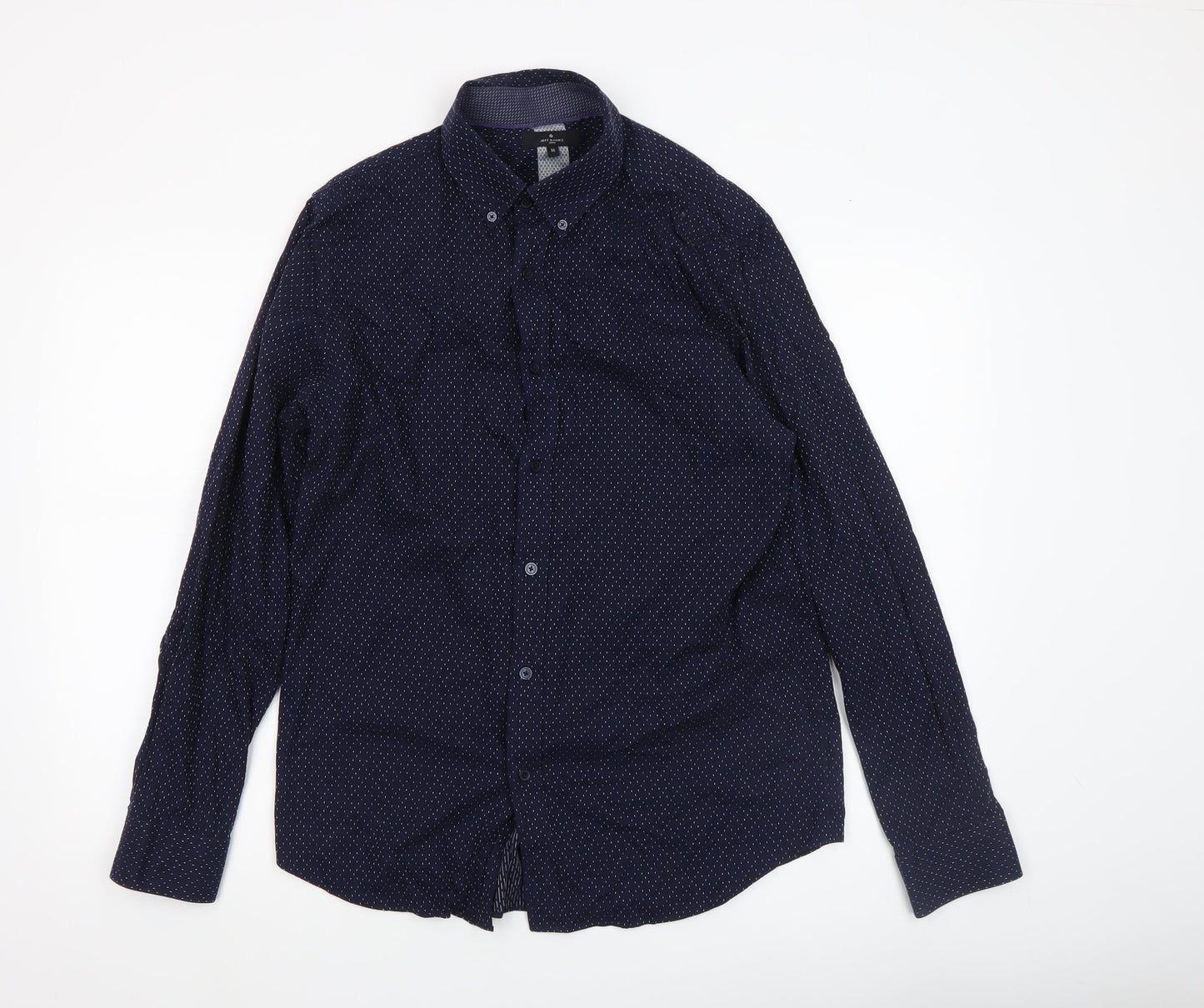 Jeff Banks Men's Blue Cotton Long Sleeve Button-Up Shirt M