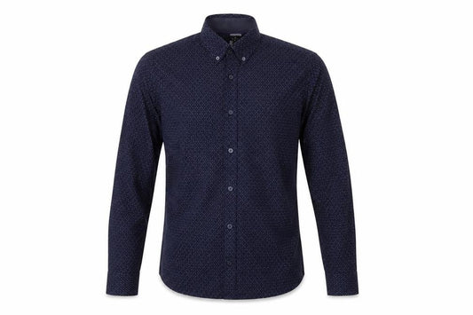 Jeff Banks Men's Blue Cotton Long Sleeve Button-Up Shirt M