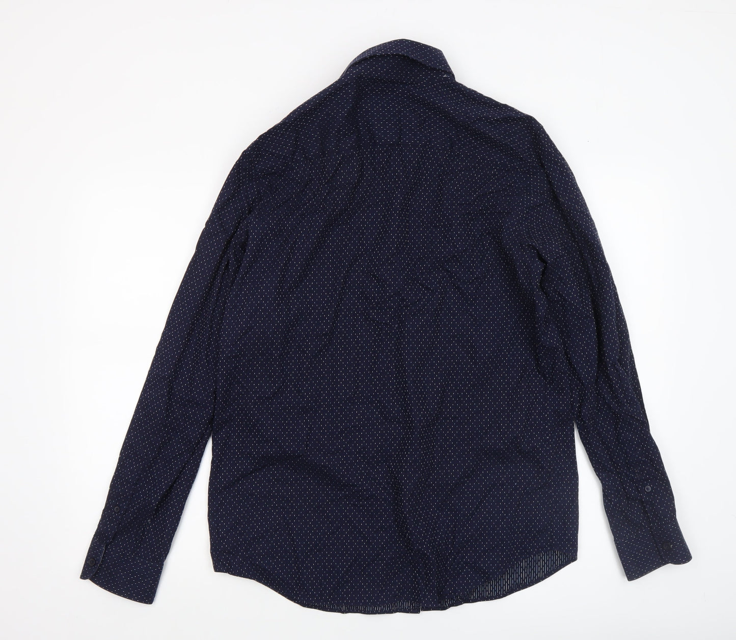 Jeff Banks Men's Blue Cotton Long Sleeve Button-Up Shirt M