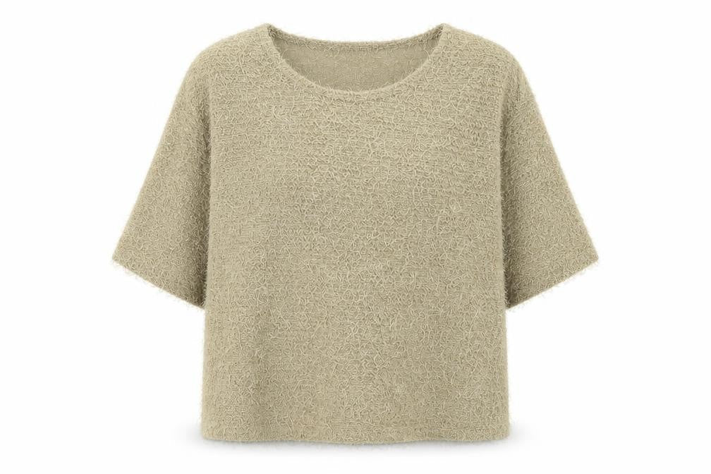 Kim & Co Women Beige 3/4 Sleeve Round Neck Knit Pullover Jumper L