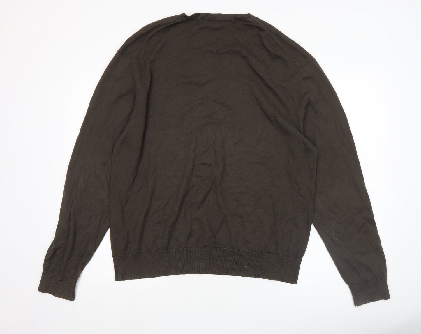 Farhi Men's Brown XL V-Neck Cotton Pullover Jumper