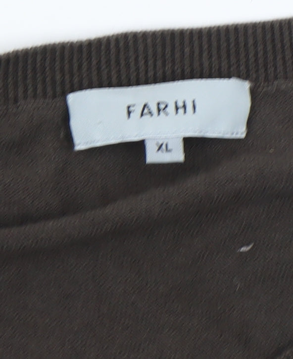 Farhi Men's Brown XL V-Neck Cotton Pullover Jumper