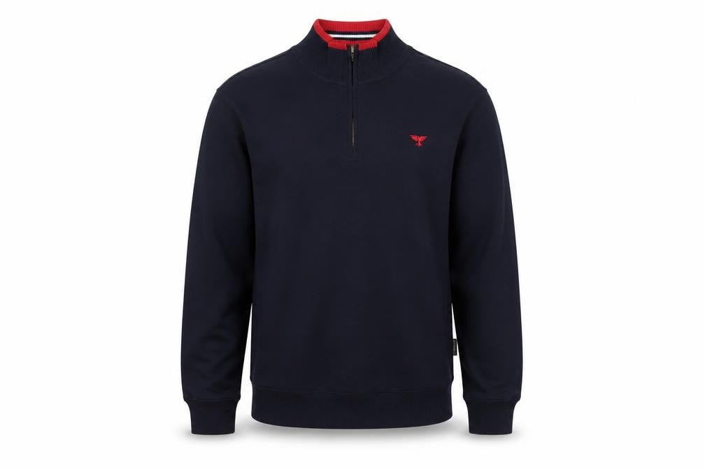 Phenix Men's Blue 1/2 Zip Cotton Sweatshirt L High Neck Logo