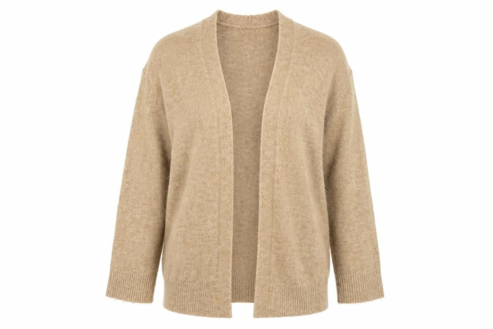 Isabella D Women Beige Wool Blend Open Front Cardigan S/M
