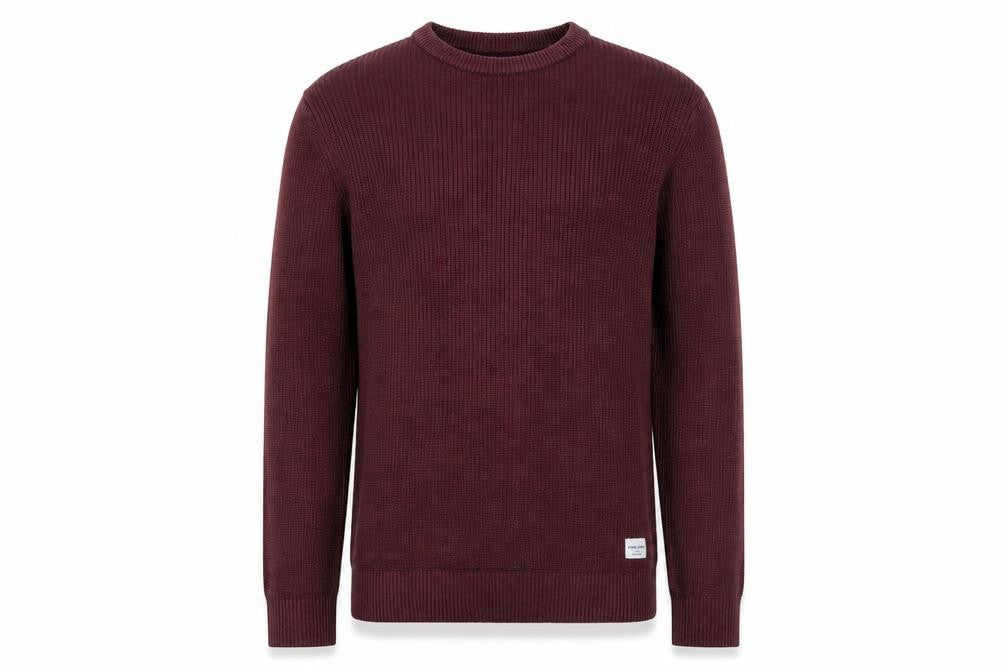 Jack & Jones Men's Red Knit Crew Neck Pullover Jumper Size L