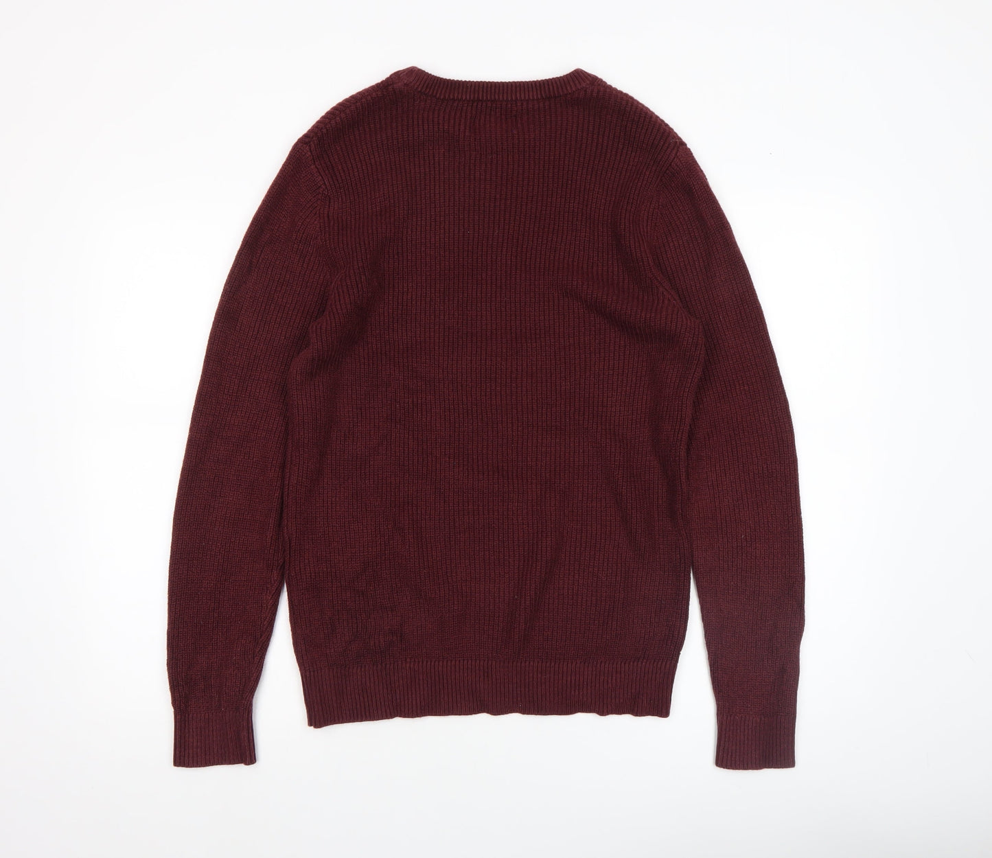 Jack & Jones Men's Red Knit Crew Neck Pullover Jumper Size L
