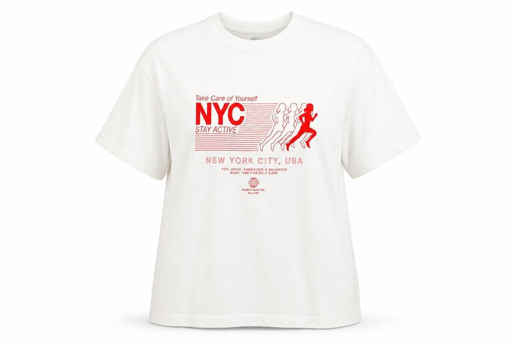 Marks & Spencer Women's White NYC Graphic Cotton T-Shirt Size 16