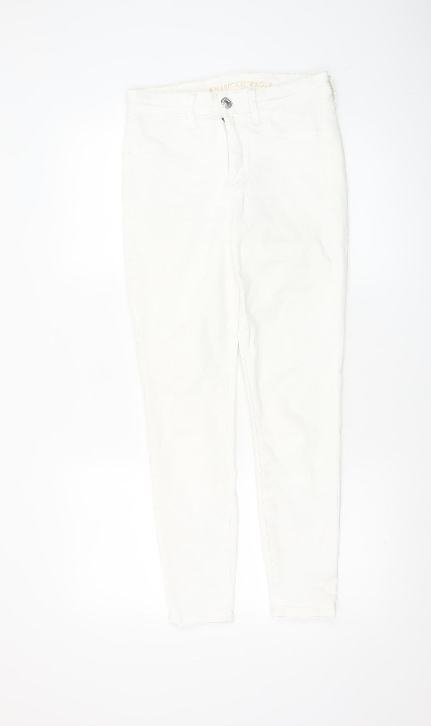 American Eagle Women’s White Skinny Jeans Size 8 Short High Rise Denim