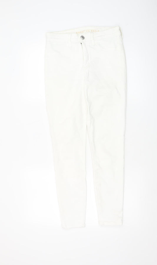 American Eagle Women’s White Skinny Jeans Size 8 Short High Rise Denim