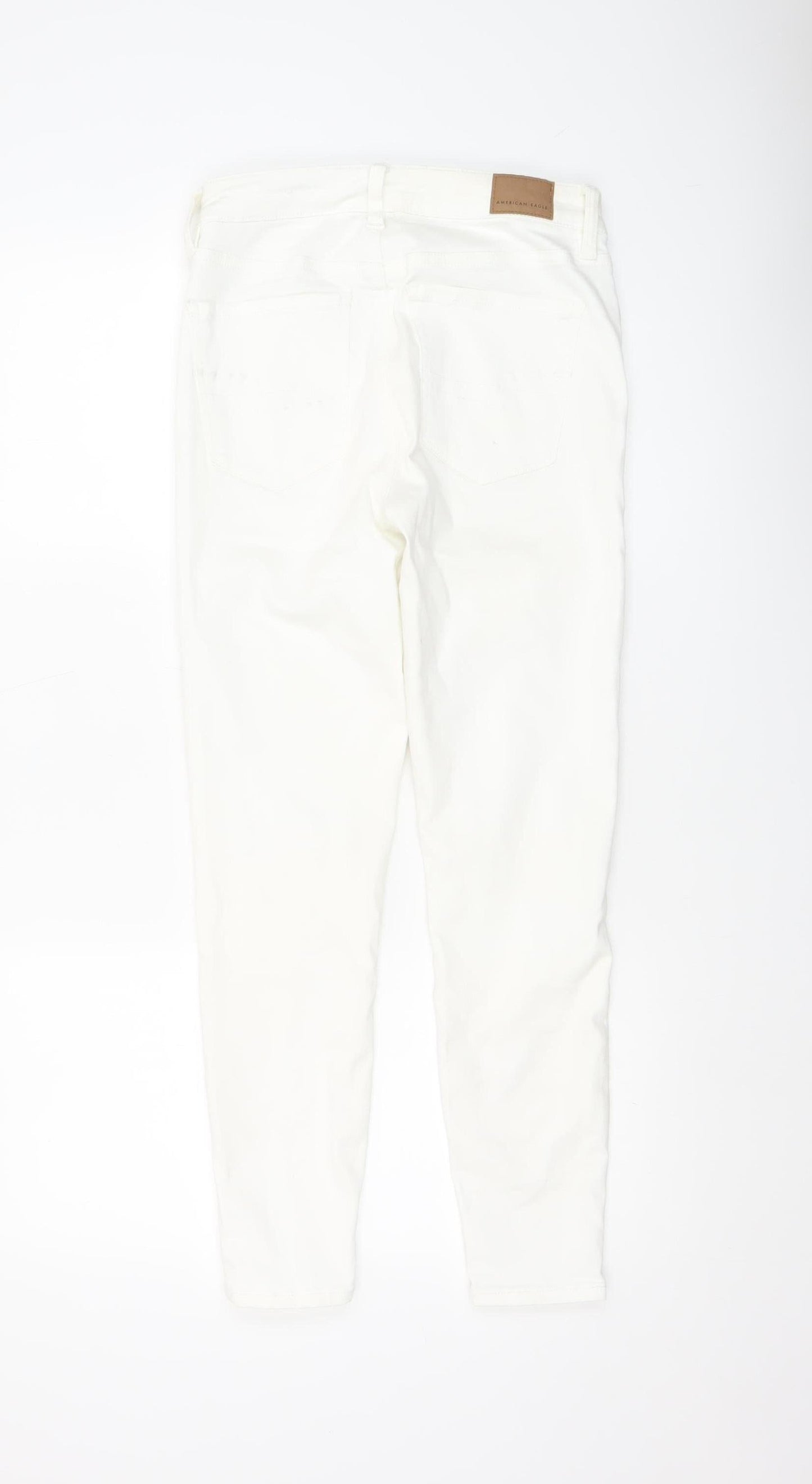 American Eagle Women’s White Skinny Jeans Size 8 Short High Rise Denim