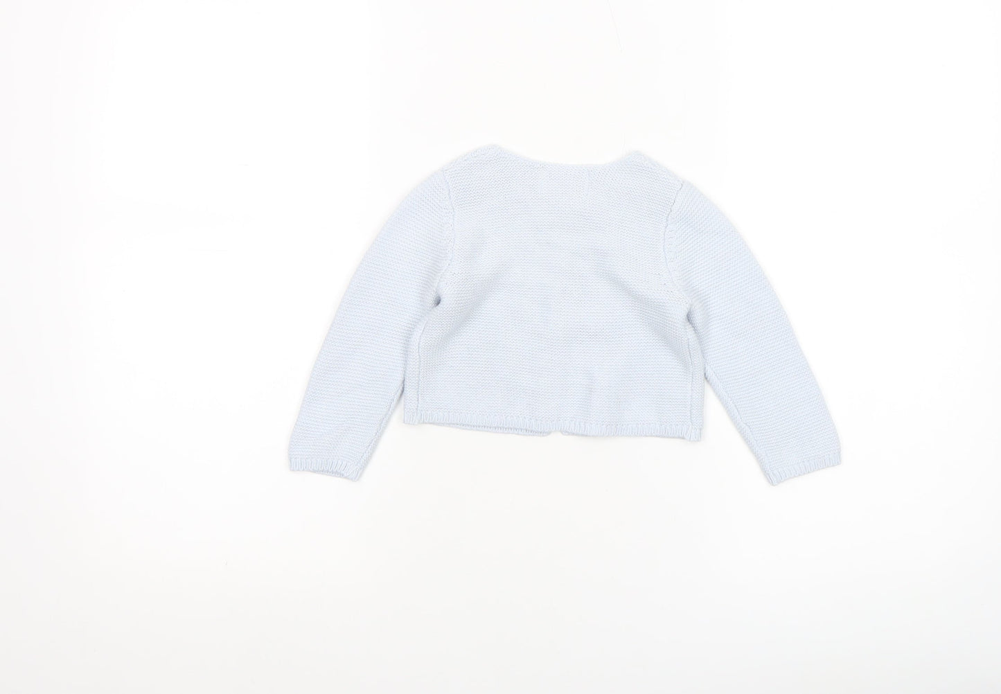 Primark Blue Knit Baby Cardigan 6-9 Months Unisex Long Sleeve Cotton Blend