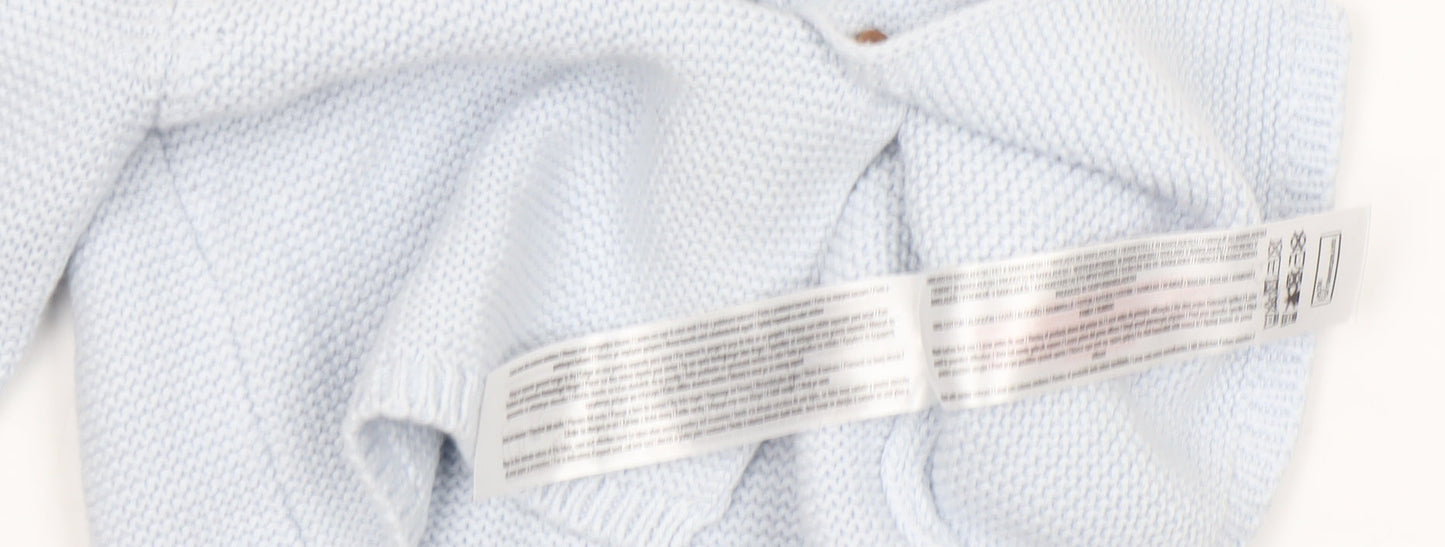 Primark Blue Knit Baby Cardigan 6-9 Months Unisex Long Sleeve Cotton Blend