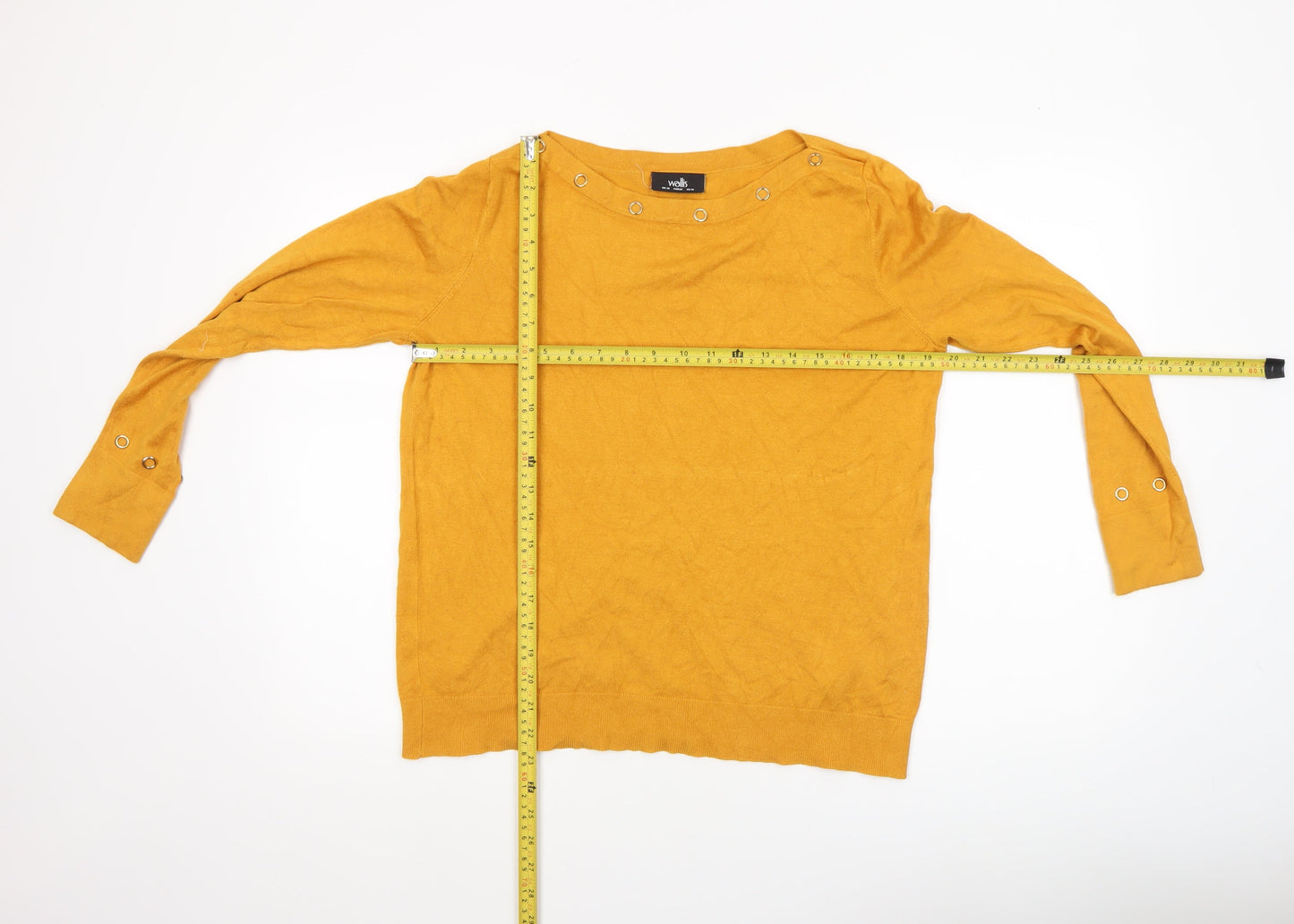 Wallis Women’s Yellow Boat Neck Studded Long Sleeve Pullover Jumper UK 14