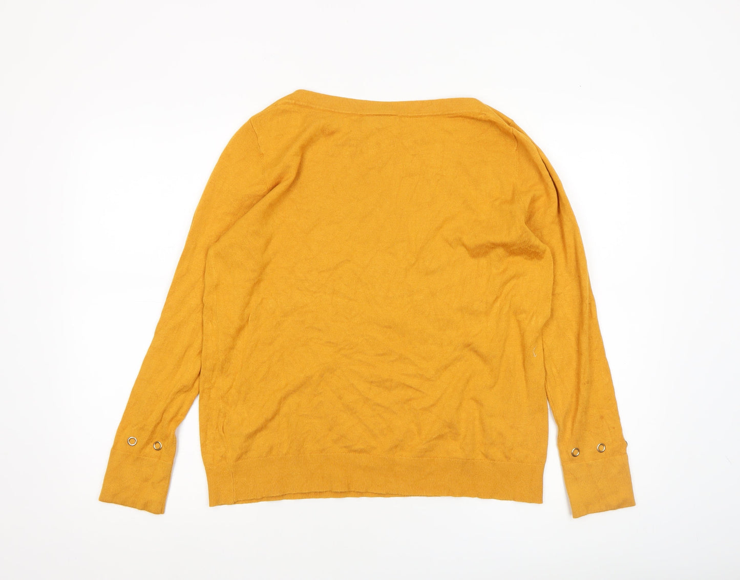 Wallis Women’s Yellow Boat Neck Studded Long Sleeve Pullover Jumper UK 14