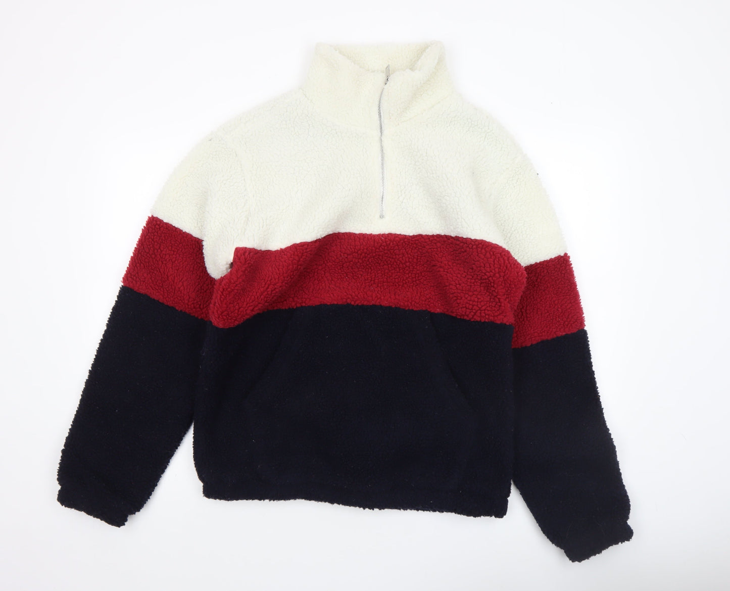 Primark Men's Multicoloured Fleece 1/4 Zip Pullover Sweatshirt Size S
