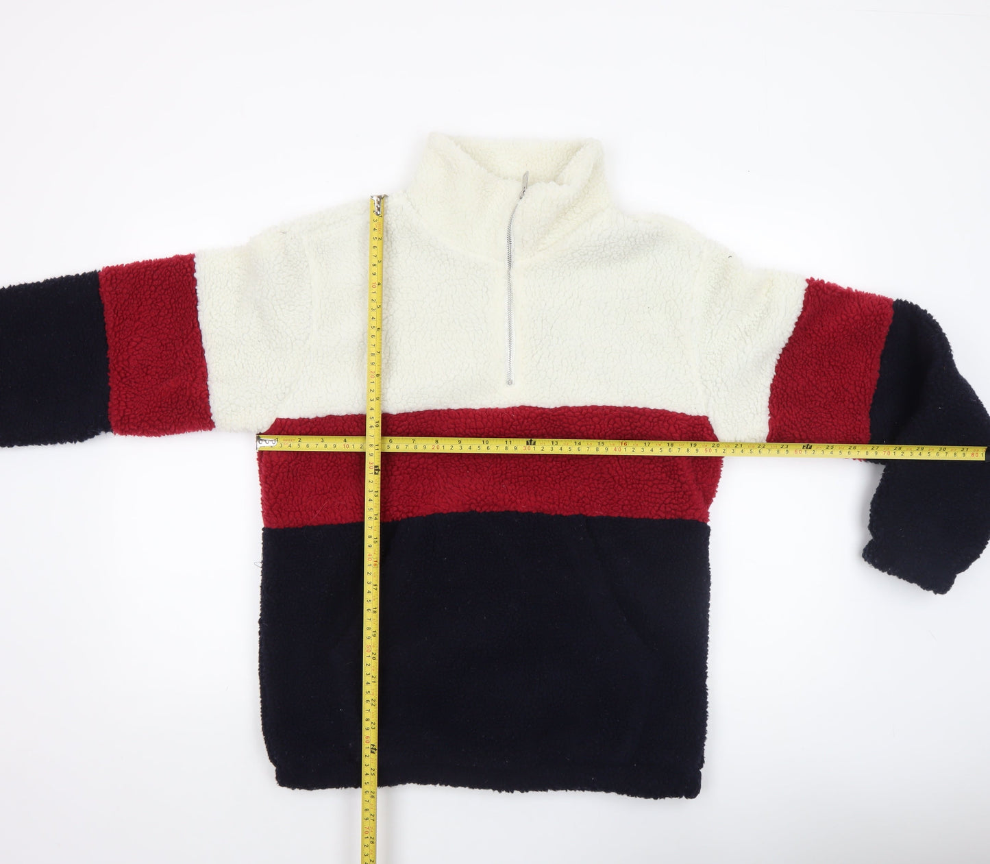 Primark Men's Multicoloured Fleece 1/4 Zip Pullover Sweatshirt Size S