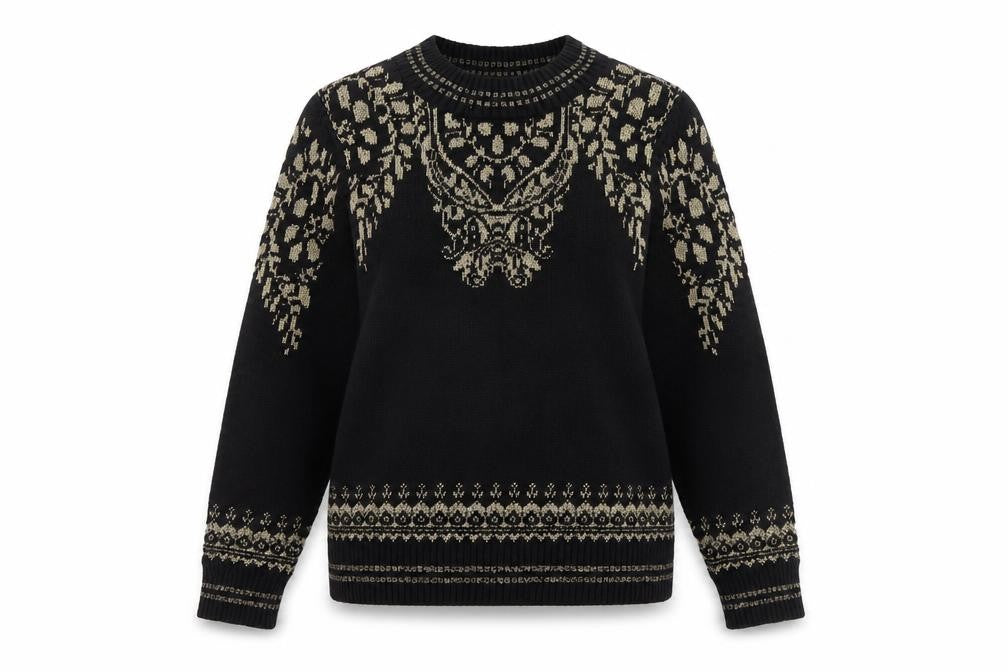 Gallery Womens Black Gold Knit Crew Neck Pullover Jumper Size L