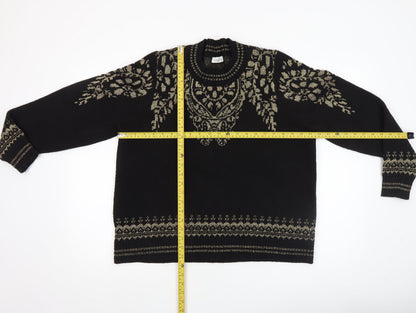 Back view of Gallery women’s black gold knit crew neck jumper, size L