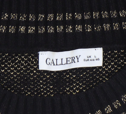 Additional view of Gallery women’s black gold knit crew neck jumper, size L