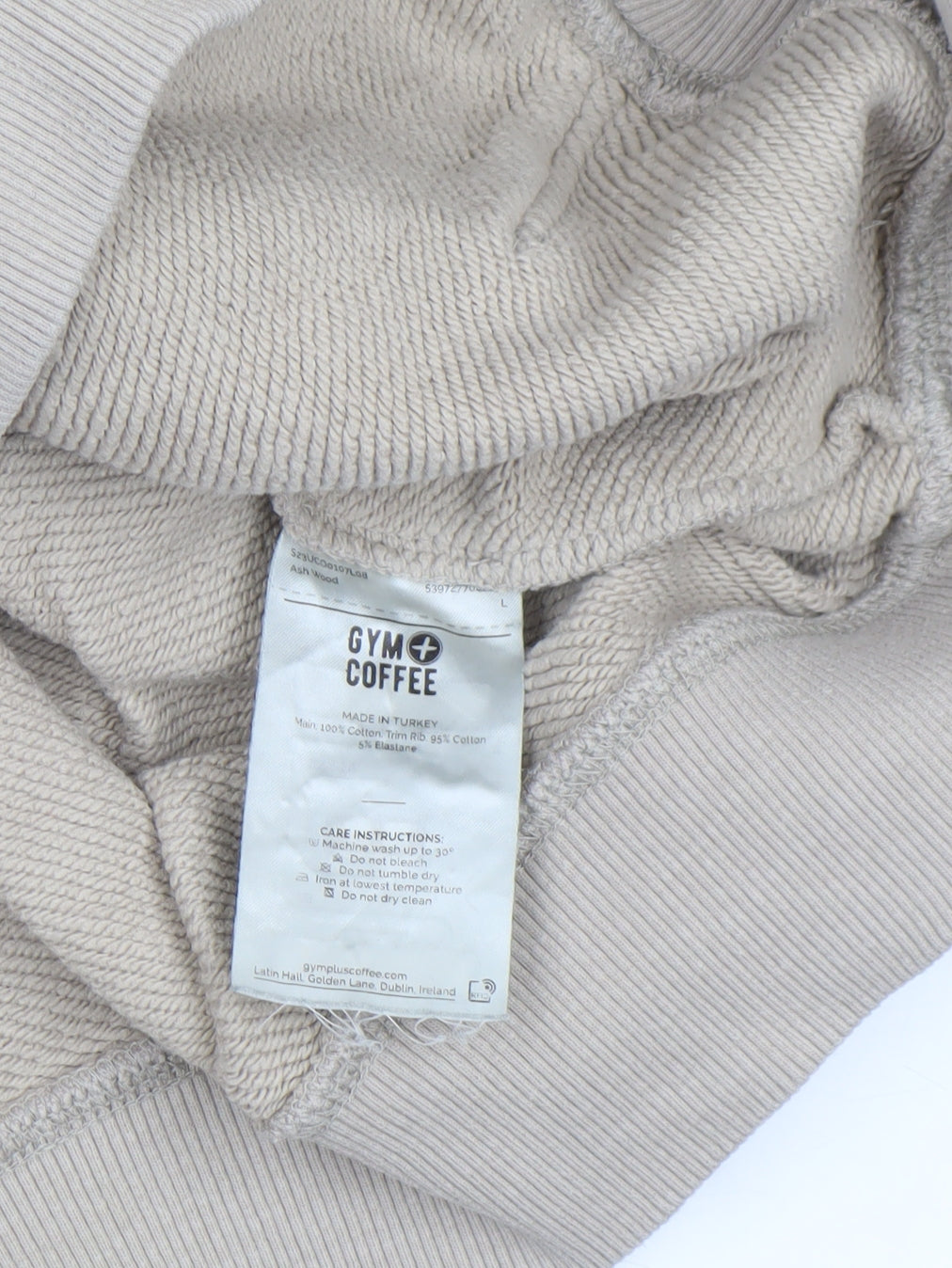 Gym+Coffee Men's Beige Pullover Hoodie Size L