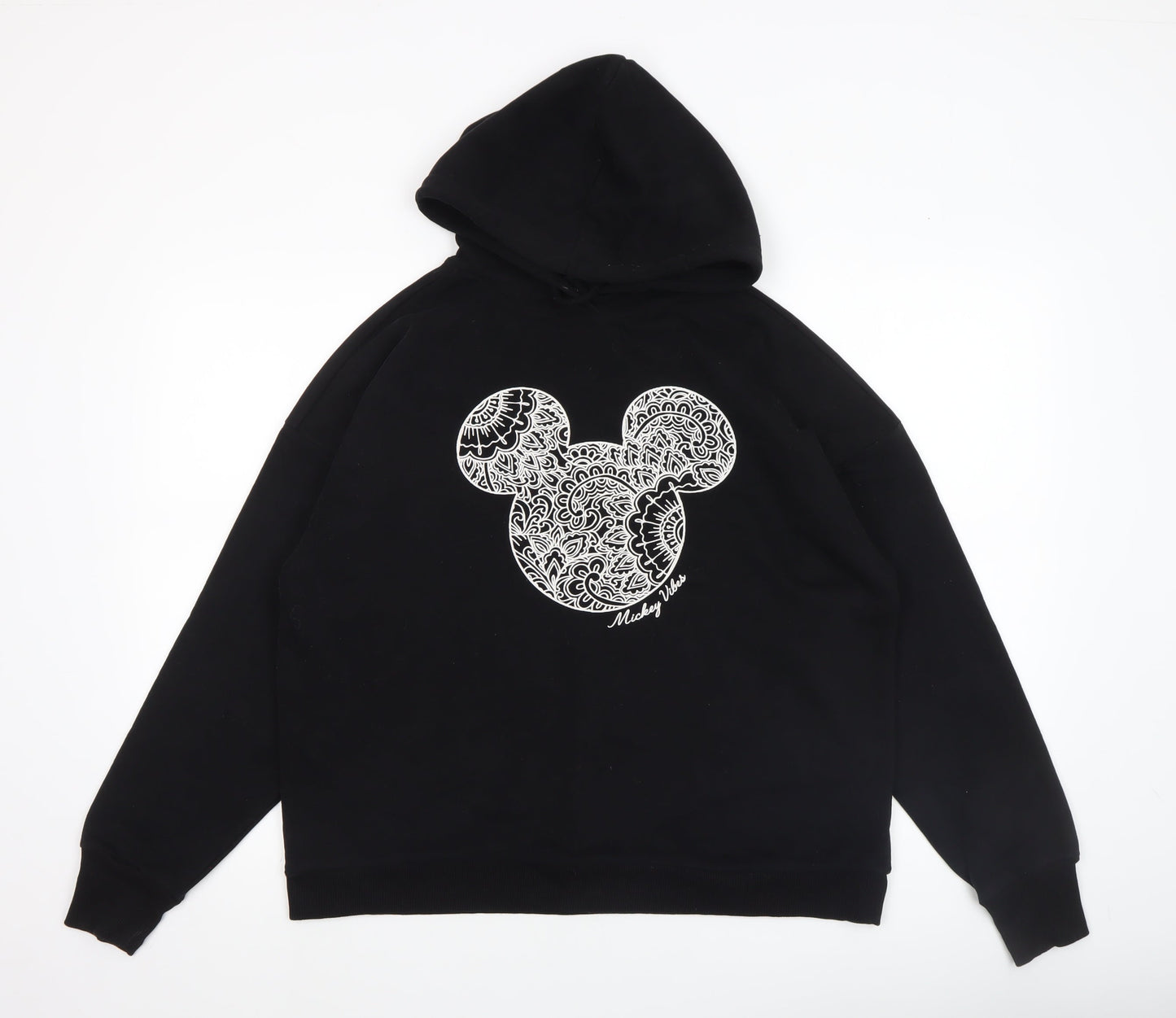 Disney at George Womens Black Mickey Hoodie Medium Pullover Cotton Blend