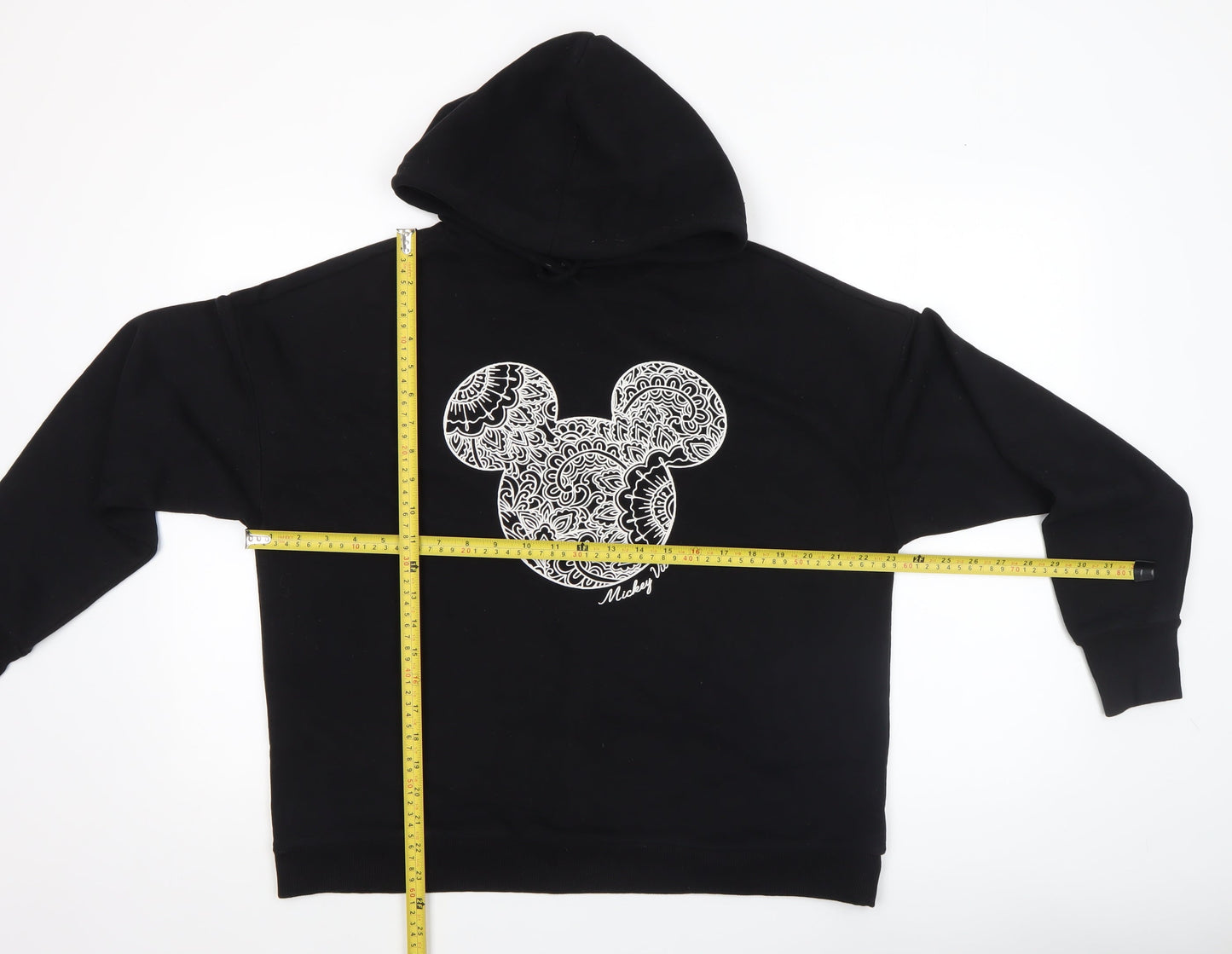 Disney at George Womens Black Mickey Hoodie Medium Pullover Cotton Blend